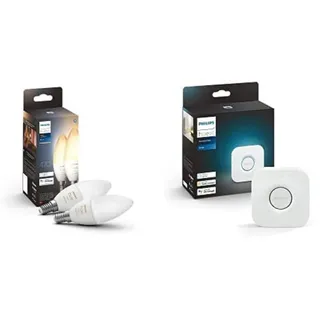 Philips Hue White Ambiance E14 LED Lampe Doppelpack, dimmbar, alle Weißschattierungen, kompatibel mit Amazon Alexa (Echo, Echo Dot) + Bridge, zentrales, intelligentes Steuerelement des Hue Systems