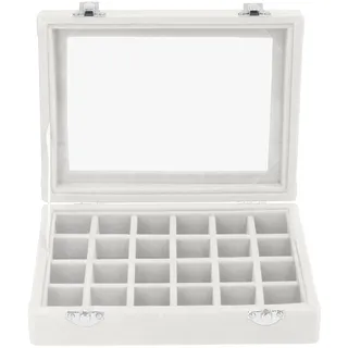 Schmuckkästchen Reise, 24 Fächer Damen Schmuckkasten Schmuck Box Ohrringe Verstellbar Samt-Organizer Aufbewahrungsbox für Ringe Ohrringe Armbänder Halsketten Schmuck Veranstalter Geschenkbox(Weiß)