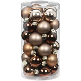 Weihnachtskugeln Glas 4cm x 30 Stück Christbaumkugeln Mix braun beige dunkelbraun - Elegant Lounge