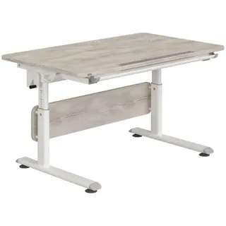 Paidi Jugendschreibtisch , Weiß, Eichefarben , Kunststoff, Holzwerkstoff , rechteckig , 70x53-79x120 cm , Blauer Engel, Goldenes M , höhenverstellbar , Holzmöbel, Holztische, Schreibtische Holz, Kinderschreibtische Holz