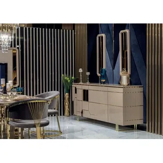 Hochglanz Kommode xxl Sideboard mit Spiegel Sideboards Holz Kommoden Möbel 2tlg - Bunt