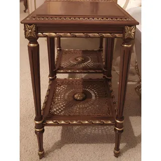 Couchtisch Beistelltisch Barock Rokoko Tisch Echtholz Möbel Tische Italien Neu - Braun