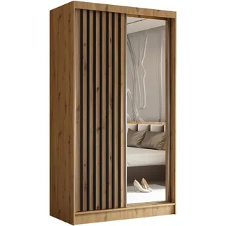 beautysofa Schwebetürenschrank Helix 120 x 216 x 61 cm Eiche Artisan/Schwarz