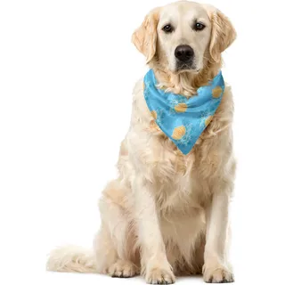 ABAKUHAUS Lotus Haustier Bandana, Japanische Themed Flora, 40x40 cm, Marigold Blau Weiß - Blau