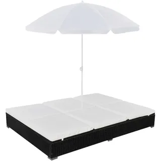 vidaXL Outdoor-Loungebett Sonnenliege 197 x 140 x 190 cm Schwarz/Cremeweiß
