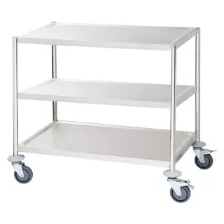 Stalgast Servierwagen Edelstahl, 225 Kg Traglast, Robuster Küchenwagen für den Gastronomiebedarf, 1 Stück - ohne Griff und 3 Böden