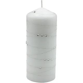 Dekohelden24 Stumpenkerze H 16 cm Ø 7 cm weiß