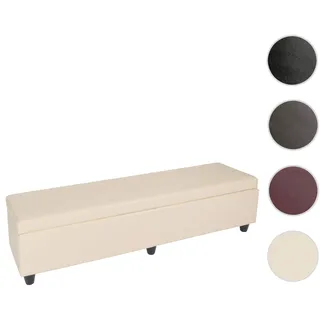 Aufbewahrungs-Truhe Sitzbank Kriens XXL, Kunstleder, 180x45x45cm FSC®-zertifiziert ~ creme