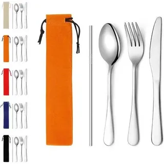 Edelstahl Camping Besteck Set 4tlg. für Outdoor Picknick