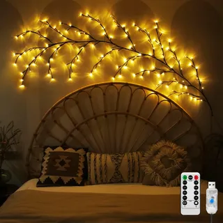 Ciskotu Lichterkette Willow Vine, 8 Modes USB Weidenrebe Baum Lichter mit Fernbedienung|Timer, 144 LED Biegbare Künstliche Baumzweige Lichter, Innen Wanddeko Aesthetic Room Schlafzimmer Deko