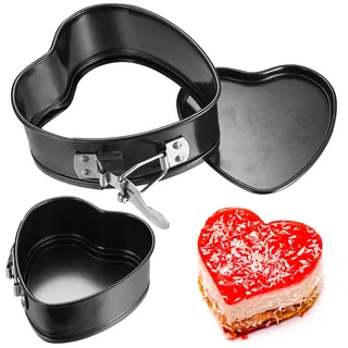 2 Stück Mini Herz Springform Kleine Herz Kuchenbackformen, 11cm Herzform Backform Herzbackform Kleine Springformen Kuchenform, 4 inch Kuchen Backform mit Antihaftbeschichtung für Kuchen Backen