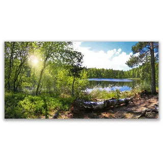 Tulup Leinwandbild 100x50 cm See im Wald , Textil , 100x4 cm , Bilder & Rahmen, Bilder, Leinwandbilder