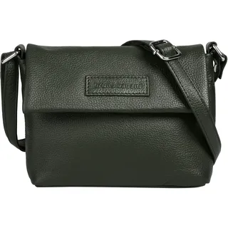 Umhängetasche BRUNO BANANI, Damen, Gr. B/H/T: 19cm x 15cm x 5cm onesize, grün (oliv), Leder, leicht glänzend, unifarben, Taschen Umhängetasche, echt Leder