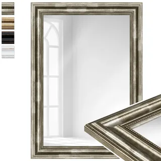 WANDStyle großer Spiegel Silber, Barock Spiegel, großer Wandspiegel Vintage 50x70 cm, Hängespiegel groß, Badspiegel Holz, Flurspiegel Wand, Standspiegel, Mirror H550 - Made in Germany