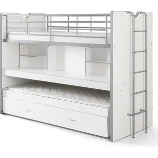 Hochbett Bonny 80 mit Schreibtisch und Bettkasten - weiß - Weiß