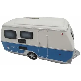 wunderschöne Spardose,Reisekasse,Camping,Urlaubskasse Retro Wohnwagen mit Schloß ca. 14 cm,handbemalt