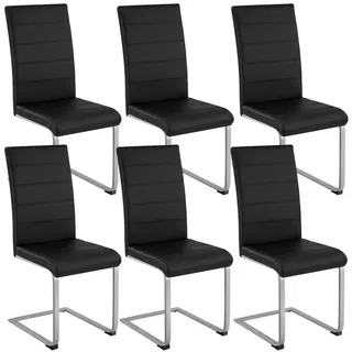 tectake Schwingstuhl 6er Set Bettina 41 x 52 x 99 cm schwarz , Schwarz , Textil , 52x99x41 cm , Esszimmer, Stühle, Schwingstühle