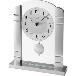 AMS 1118 Tischuhr Quarz mit Pendel silbern Metall mit Aluminium und Glas - Silber