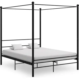 The Living Store Himmelbett Schwarz Metall 160x200 cm - Schwarz