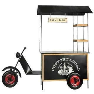 DRW Motocarro Blumenkasten aus Metall und Holzböden in Schwarz und Natur, 205 x 233 x 68 cm