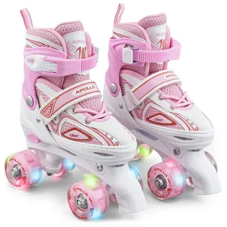 Apollo Super Quad X Pro Rollschuhe Kinder & Damen, verstellbar mit LED | Komfortable, größenverstellbare LED Rollschuhe: Roller Skates für Kinder, Jungen, Mädchen & Damen, mitwachsend