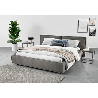 Home affaire Polsterbett »Adrina mit Biesenoptik, Feincord und Luxus-Microfaser« bis 280kg, auch in Überlänge 220 cm, 4 Breiten bis 200cm, grau
