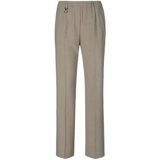 Schlupfhose GOLDNER "Kurzgröße Elegante Stretchhose mit Komfortbund", Damen, Gr. 23, K-Gr, beige (taupe, melange), Obermaterial: 53% Polyester PES. 43% Schurwolle WV. 4% Elasthan EL., normal, Hosen Schlupfhose, Bund mit dekorativem Zierteil