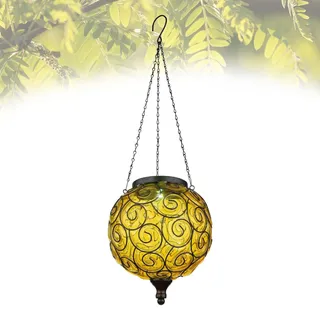 Solarlampe Garten Kugel 20cm Solarleuchte hängend Außen Laterne Solar - Schwarz, Gelb