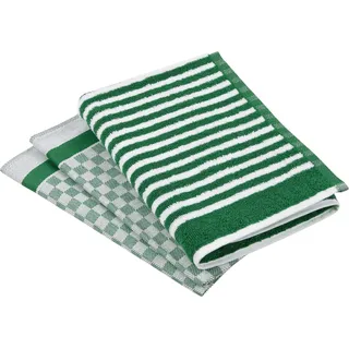 Ross Geschirrtuch »Exclusiv« 1x Küchen-Frottiertuch (Streifen) und 2 Geschirrtücher (Karodesign), grün