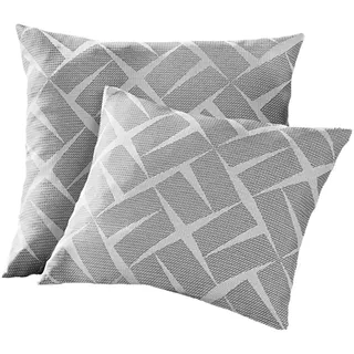Dekokissen WECKBRODT "Jasper" Gr. 2, grau (grau, gemustert), B:48cm L:48cm, Polyester, Dekokissen_Sitzkissen_Kissenhüllen, Dekokissen, Kissenhülle, Jacquard, strukturierte Oberfläche,3D Effekt,ohne Füllung