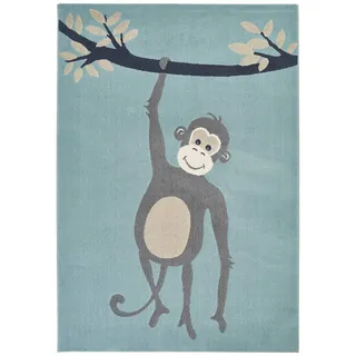 Zala Living Kinderteppich Spielteppich Monkey Miles (120x170 cm, Supersoft, Fußbodenheizung geeignet, Öko-Tex Standard 100 Zertifiziert), Hellblau