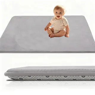 RxueSug Krabbelmatt Baby, Faltbar Spielmatte Baby, 80 x 200 cm Große Weiche Krabbeldecke maschinenwaschbare, Rutschfester Spieldecke für mädchen Jungen Kinder zum Krabbeln Silbergrau