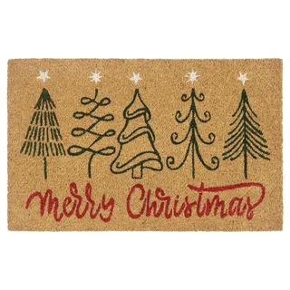 HANSE HOME »Kokos Five Christmas Trees, Türmatte« rechteckig 15 mm Höhe Schmutzfangmatte, Rutschfest, Outdoor, Weihnachten, Kokosmatte, Flur,