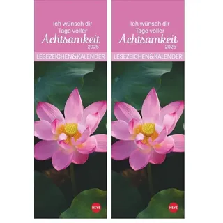 Achtsamkeit Lesezeichen & Kalender 2025: Kleine Aufmerksamkeit. Lesezeichenkalender 2025 zum Aufhängen. 6 x 18 cm mit perforierten Kalenderblättern (Lesezeichen & Kalender Heye) (Packung mit 2)