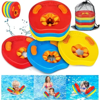 NLMWTI Schwimmscheiben für Kleinkinder, 6 Stück Schwimmhilfe Schwimmscheiben mit Aufbewahrungstasche Arm Schwimmplatte Eva Rund Delphin Schwimmen Schwimmflügel für Kinder Für Lernen/Training