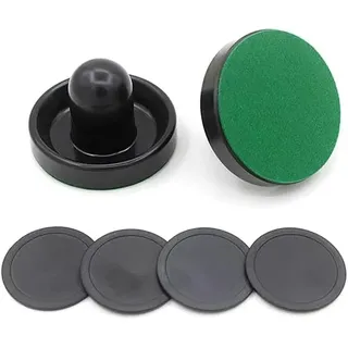 Air Hockey Pushers,2 Pcs 60mm Air Hockey Pushers Poussoir Hockey sur Coussin d'air Rondelles de Remplacement Air Rondelles Pucks Set Glace Accessoires Avec 4 rondelles(Schwarz