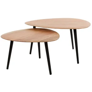 KAWOLA Couchtisch RINA Set 2-tlg. Akazie braun dreieckig