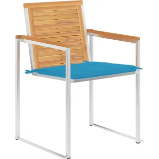 vidaXL Gartenstühle 6 Stk. mit Kissen Massivholz Teak - Blau