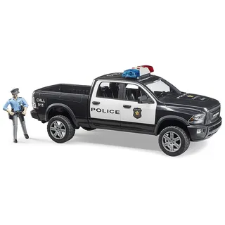 Bruder 02505 - Polizei Pickup mit Polizist schwarz/weiß 1:16