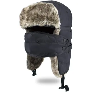 BROTOU Unisex Wintermütze mit Ohrenklappen, Kunstfellmütze, Fliegermütze, Trappermütze; hält warm beim Skifahren, Schlittschuhlaufen und Anderen Outdoor-Aktivitäten