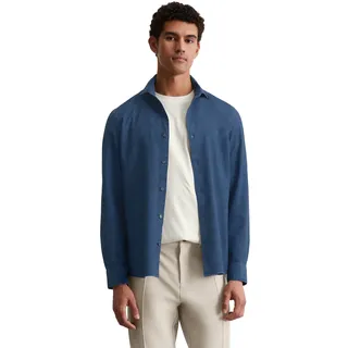 Marc O'Polo Herren, Hemd aus Bio-Baumwolle Shaped Fit, Blau (Multi/Dark navy), XXL,