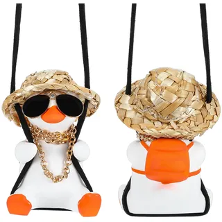 Sibba Coole schwingende Ente Auto Hängende Ornament Niedliche Auto Dekor Ente On Swing Anhänger Rückansicht Spiegel Innenraum Zubehör Lustige Swinging Duck LKW Dekoration für Frauen Männer Weihnachten