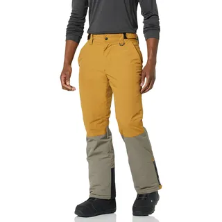 Amazon Essentials Herren Snowboardhose, wasserabweisend, isoliert, Braun, Senfgelb, Farbblock, Größe M