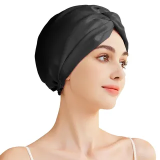 Beaulyn Seidenhaube Zum Schlafen,100% Echte 22 Momme Maulbeerseide Silk Bonnet,Schlafhaube Seide FüR Die Nacht Haare SchüTzen,Damen Atmungsaktive Satin SchlafmüTze Mit Hochwertigem Elastikband