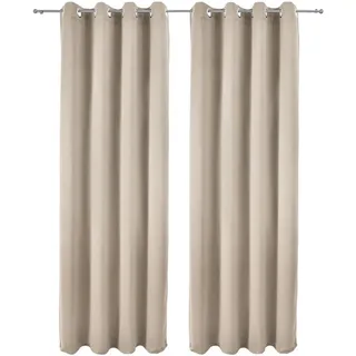 Beautissu Vorhang Amelie BO mit Öse 140x245cm Sand (2tlg) , Sandfarben , Textil , 140x245x1 cm , Heimtextilien, Vorhänge, Fertigvorhänge, Ösenvorhänge