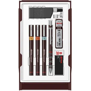 Rotring S0699390, Füllminenstift, Tuschezeichner, Schwarz, 0.2,0.4,0.6 mm und 0,60 mm)Tikky Druckbleistift (0,5mm) und Zubehör