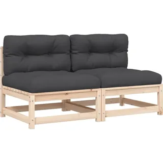 vidaXL Gartensofas ohne Armlehnen mit Kissen 2 Stk. Massivholz Kiefer - Braun