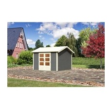 Karibu Holz-Gartenhaus Timra Terragrau Satteldach Lackiert 300 cm x 300 cm