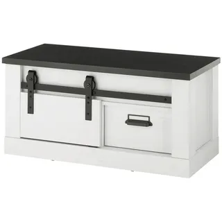 furn.design Garderobenbank weiß Pinie, anthrazit Landhaus, Garderobenbank 93 x 46 cm , Weiß, Anthrazit , Holzwerkstoff , Nachbildung,Pinie , 1 Schubladen , 93x46x43 cm , FSC 100% , Garderobe, Garderobenbänke