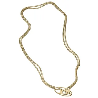 Diesel Unisex Oval D Logo Kette Edelstahl goldfarben, DX1567710